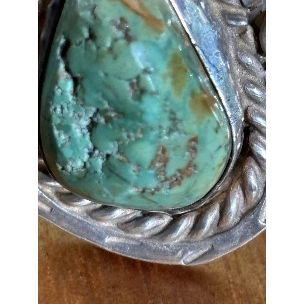 Old Pawn Navajo Sterling Silver Gem Grade Turquoise Ring Size 6